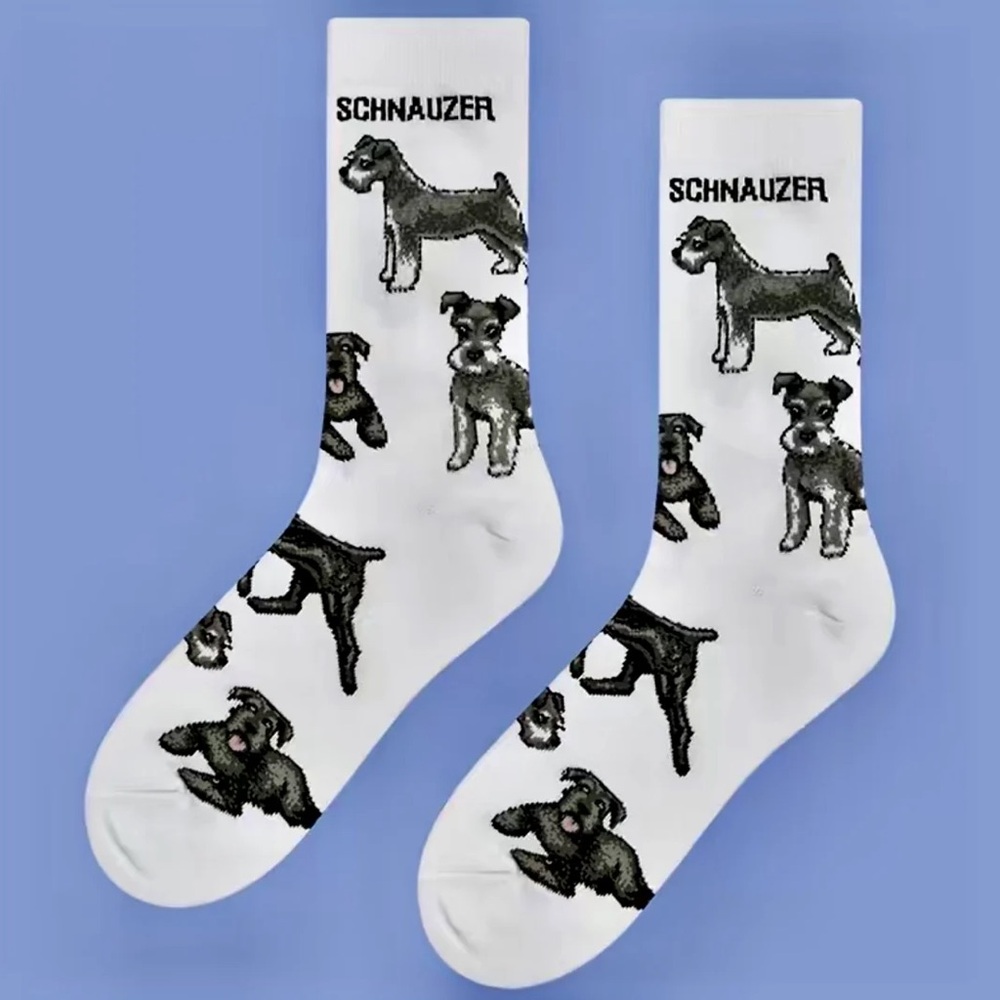 Schnauzer Dog Print Socks